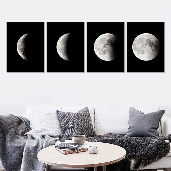 4-Panel Lunar Phase Change Wall Art