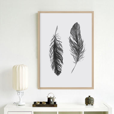 Watercolor Black Feather Wall Decor