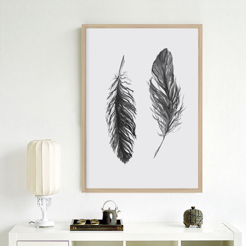 Watercolor Black Feather Wall Decor