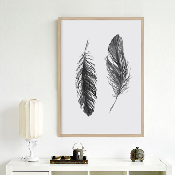 Watercolor Black Feather Wall Decor