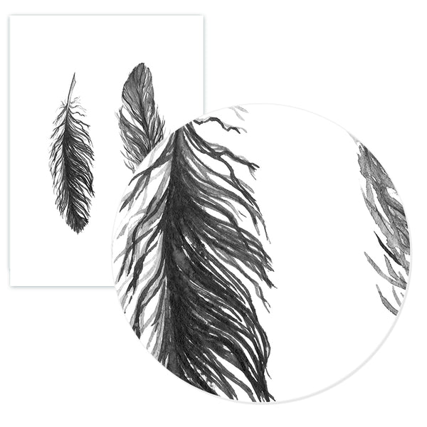 Watercolor Black Feather Wall Decor