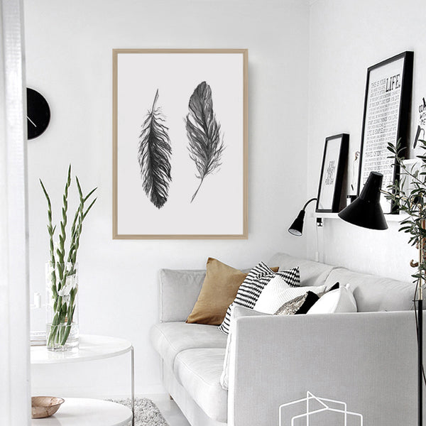 Watercolor Black Feather Wall Decor
