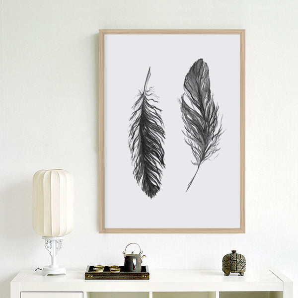 Watercolor Black Feather Wall Decor