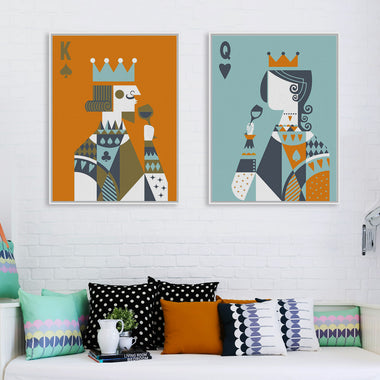 Modern Abstract Poker King and Queen Canvas Art Wall Decor