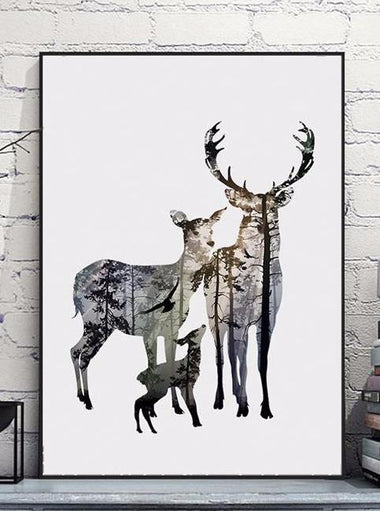 Deer Family Canvas Art