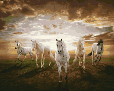 Five Horses Oil Painting Wall Decor